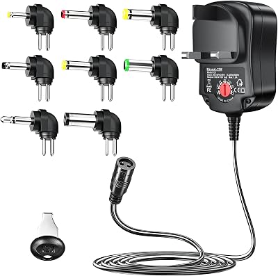 SoulBay 12W Universal AC DC Power Adapter 3V-12V 1000mA 8 Plugs Router Speaker