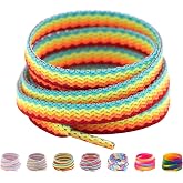 Booyckiy Flat Colorful Glitter Shoe Laces for Sneakers, Rainbow Shoelaces | Replacement laces, 23 colors, 6 sizes, wide 5/16", fits for men women, for athletic/spors shoes and high tops