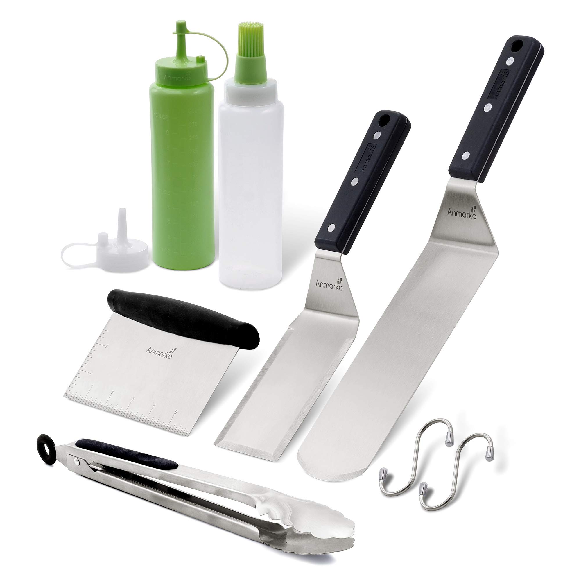 Anmarko Metal Spatula Set Stainless Steel and Scraper - Professional Chef Griddle Spatulas Set of 6 - Heavy Duty Accessories Great for Cast Iron BBQ Flat Top Grill — image 1