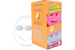Scrub Daddy 6 Scrub Mommy Kitchen Sponges & 1 Daddy Caddy Sponge Holder - Scratch-Free for Dishes & Multipurpose Cleaning - B
