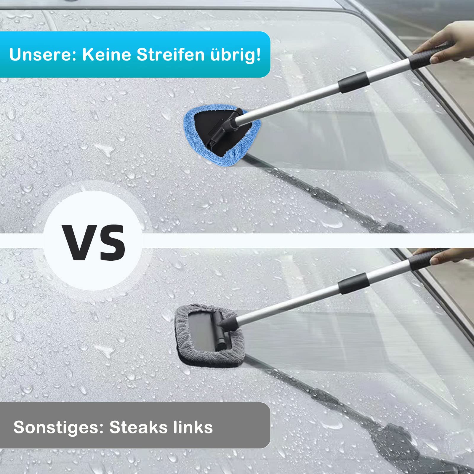 deuvuo Verbessertes Autoscheiben Innenreiniger, 9 Stück Erweiterbares Windschutzscheiben Reiniger Mit 6 Mikrofaserpads Und 2 Sprühflaschen, Multifunktionaler Scheibenreiniger Auto Set 7