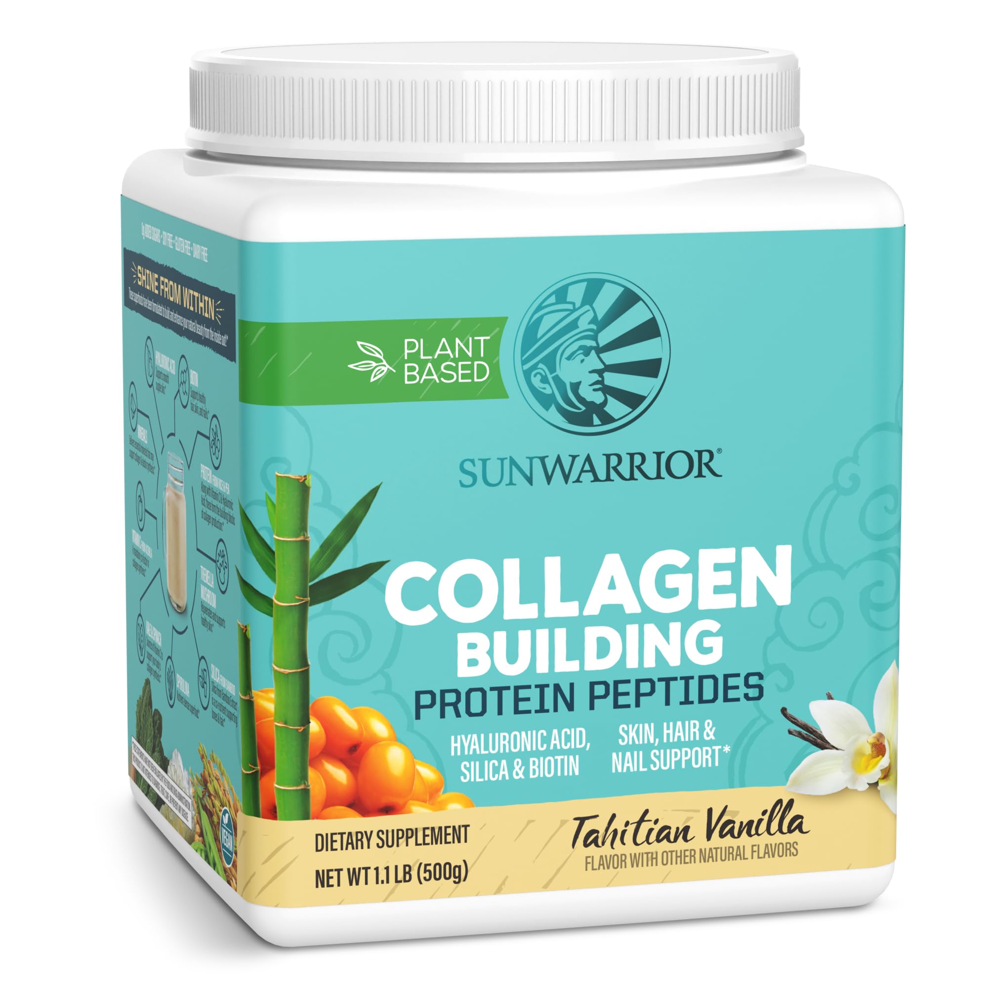 Sunwarrior Collagen Building Protein Peptides, Tahitian Vanilla, 500 g