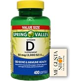 Spring Valley Vitamin D Supplement Softgels, 50 Mcg (2,000 IU), 400 Count + Me Gusta Sticker