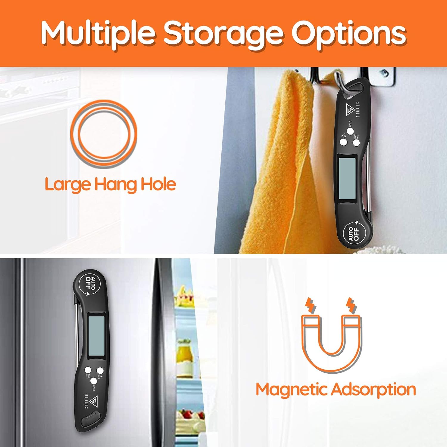 DOQAUS Digital Meat Thermometer, 3s Instant Read Food Thermometer for Cooking, Digital Kitchen Thermometer Probe with Backlight & Ambidextrous Display, Cooking Thermometer for Candy Grill BBQ Liquids: Kitchen & Dining