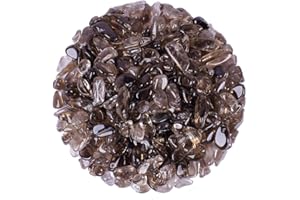 IMALY Smoky Quartz Tumbled Chips Stone Polished Crushed Healing Crystal Quartz Pieces Irregular Shaped Stones for Home Decorative Stones Vases Plants Succulents 0.5lb