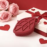 Sndyi Valentine Silicone Body Scrubber Leaf Shaped Shower Brush Red view 5
