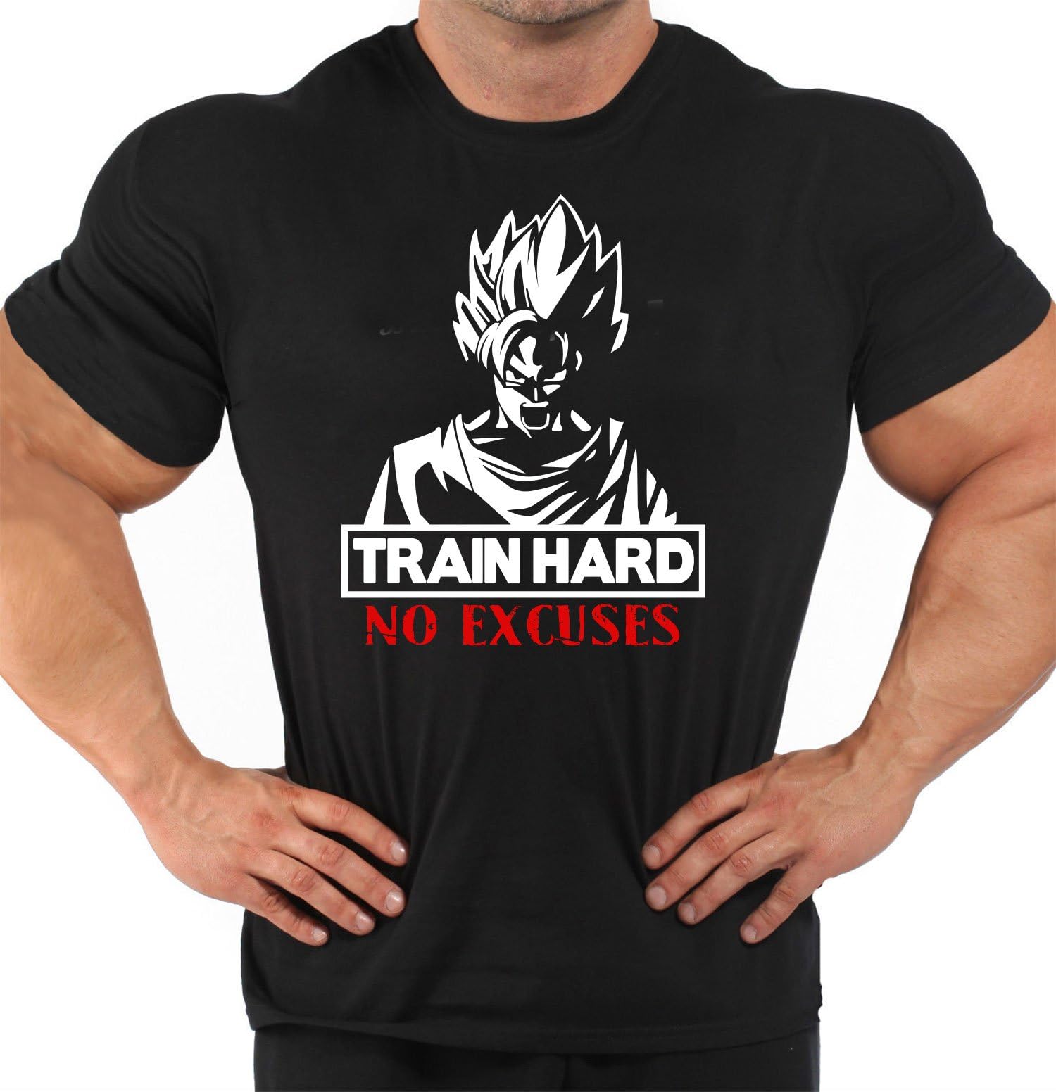 101Sports Men's Train Hard No Excuses Black T-Shirt Gym Training Motivation Workout T-Shirt