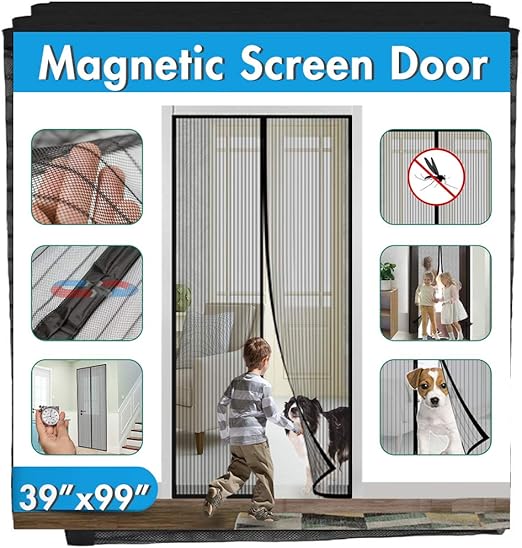 Screen Door ,Full Frame Velcro,3 Sizes Avaliable to Fits Door Up To 46"x82",36"x98",36