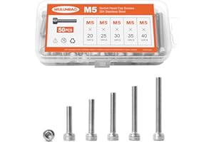 NIULUNBAO M5 x 20mm 25mm 30mm 35mm 40mm Hex Socket Head Cap Screws Bolts 304 Stainless Steel Allen Hex Drive Metric Machine, 