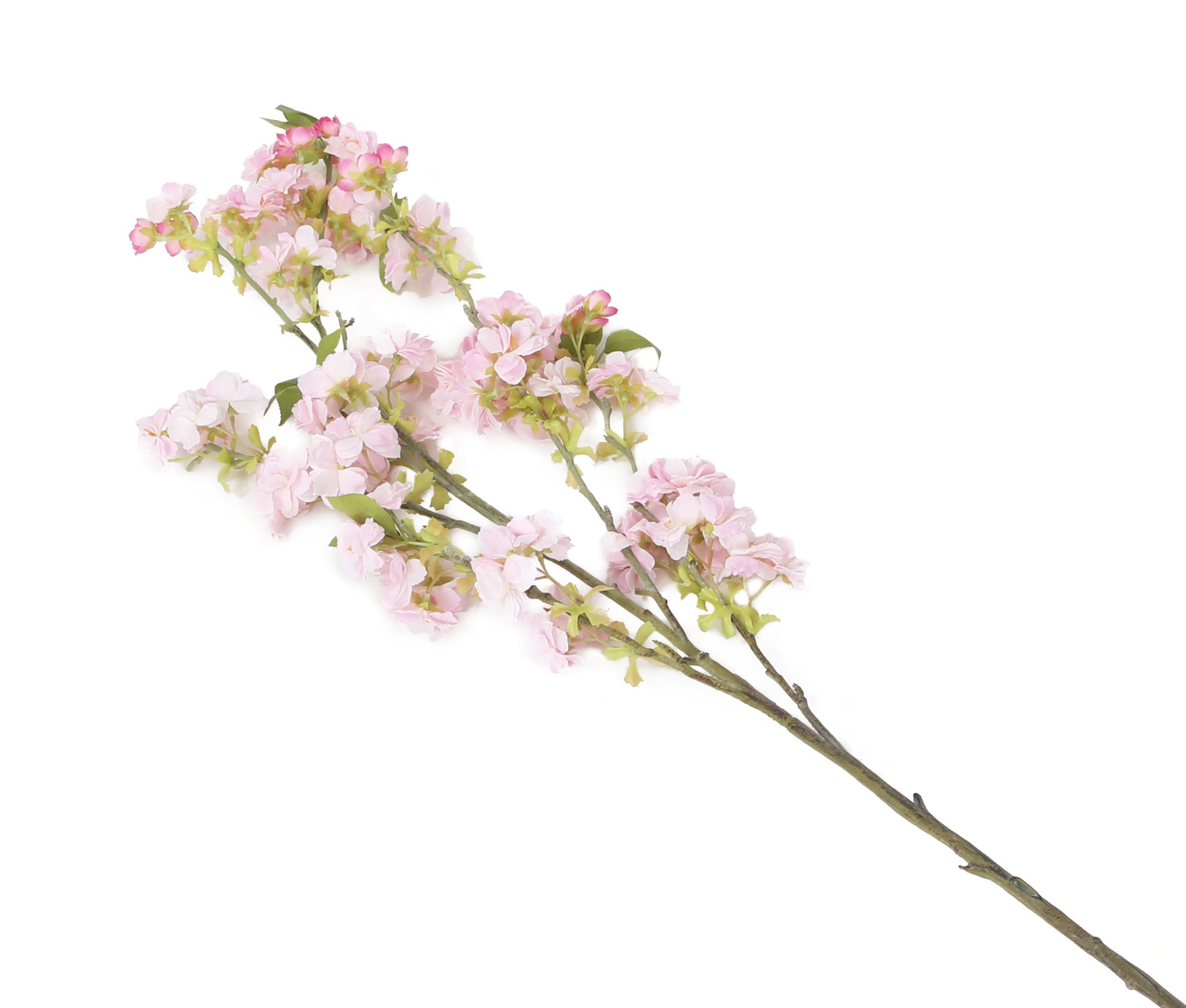 Floral Elegance Artificial 129cm Single Stem White and Pink Tipped Japanese Cherry Blossom Flowers x 12