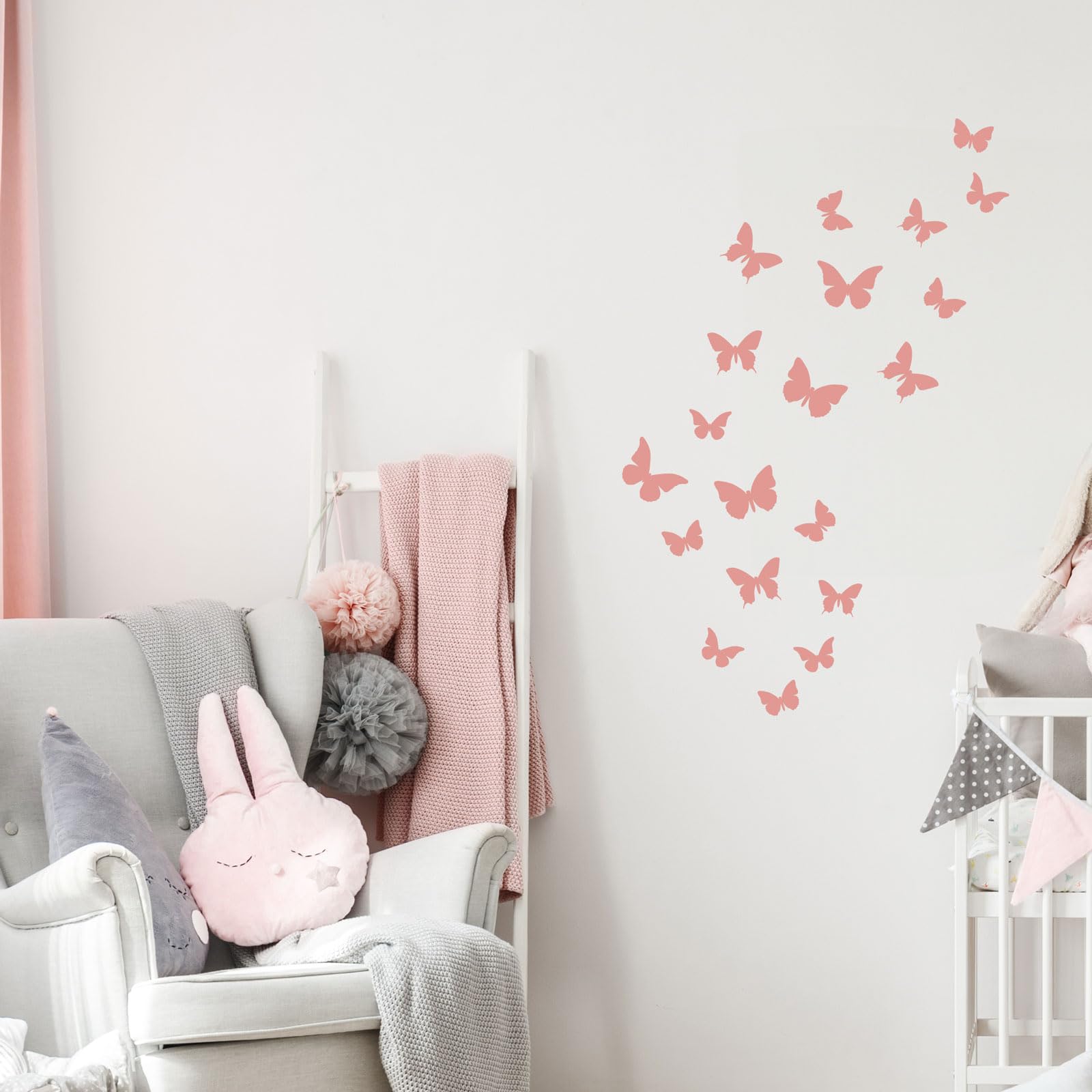 Stickerscape Butterfly Wall Stickers (Pink) | Nursery Wall Stickers, Woodland Wall Stickers, Nursery Wall Decor, Fairy Wall Stickers | Easy to Apply, Cleanly Removable