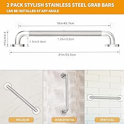 2 Pack 18 inch Shower Grab Bar with Knurled