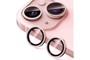 AFENGBOX 2 Pack Camera Lens Protector for iPhone 14/14 Plus/iPhone 15/15 Plus,9H Tempered Glass Scratch Resistant Metal Ring Camera Cover Accessories,Pink