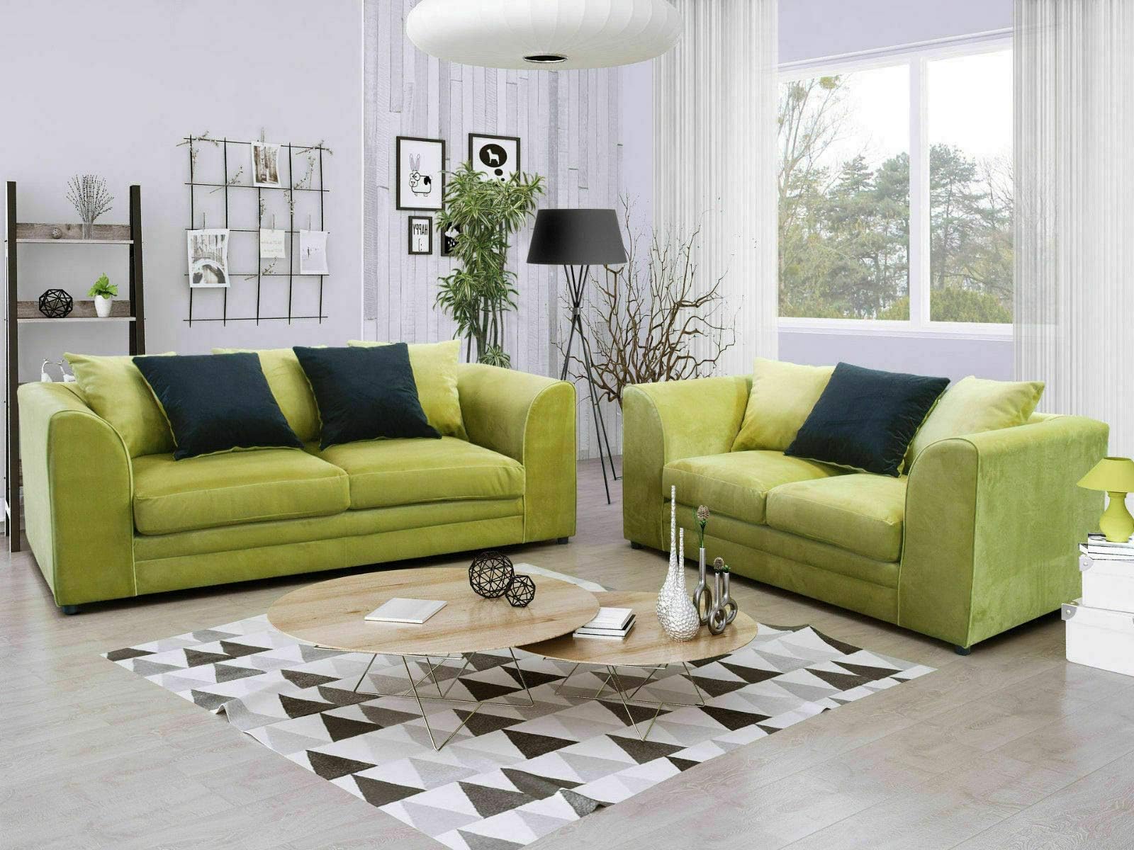 Limitless Home Mylon Plush Velvet 2 Seater Lime