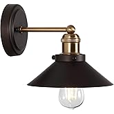 JONATHAN Y 7.8" Oil Rubbed Bronze/Brass Gold 1-Light Industrial Farmhouse Metal Vanity Light Wall Sconce, Metal Shade for Bat
