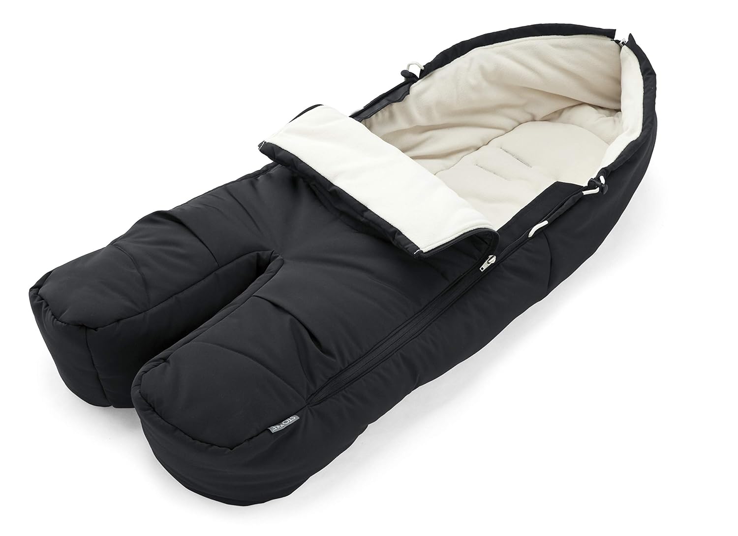 STOKKE® Fußsack - kuscheliger Fleece Fußsack für Wärme und Komfort für dein Baby während Herbst- und Winterspaziergängen - wasserabweisende Stoffe - Farbe: Black