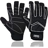 HANDLANDY Anti Vibration Gloves, SBR Padding, TPR Protector, Mechanic Work Gloves (Large, Black)