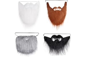 SUMERSHA 4Pcs Fake Beards Funny Fake Mustaches Halloween False Beards Fake Whisker Facial Hair Disguise Accessories for Halloween Costume Cosplay Party Supplies