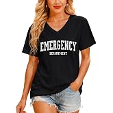 Nurse Shirts for Women Emergency Department Shirt ER Nurse V Neck Tee | Funny Nurses Day Gifts for Women
