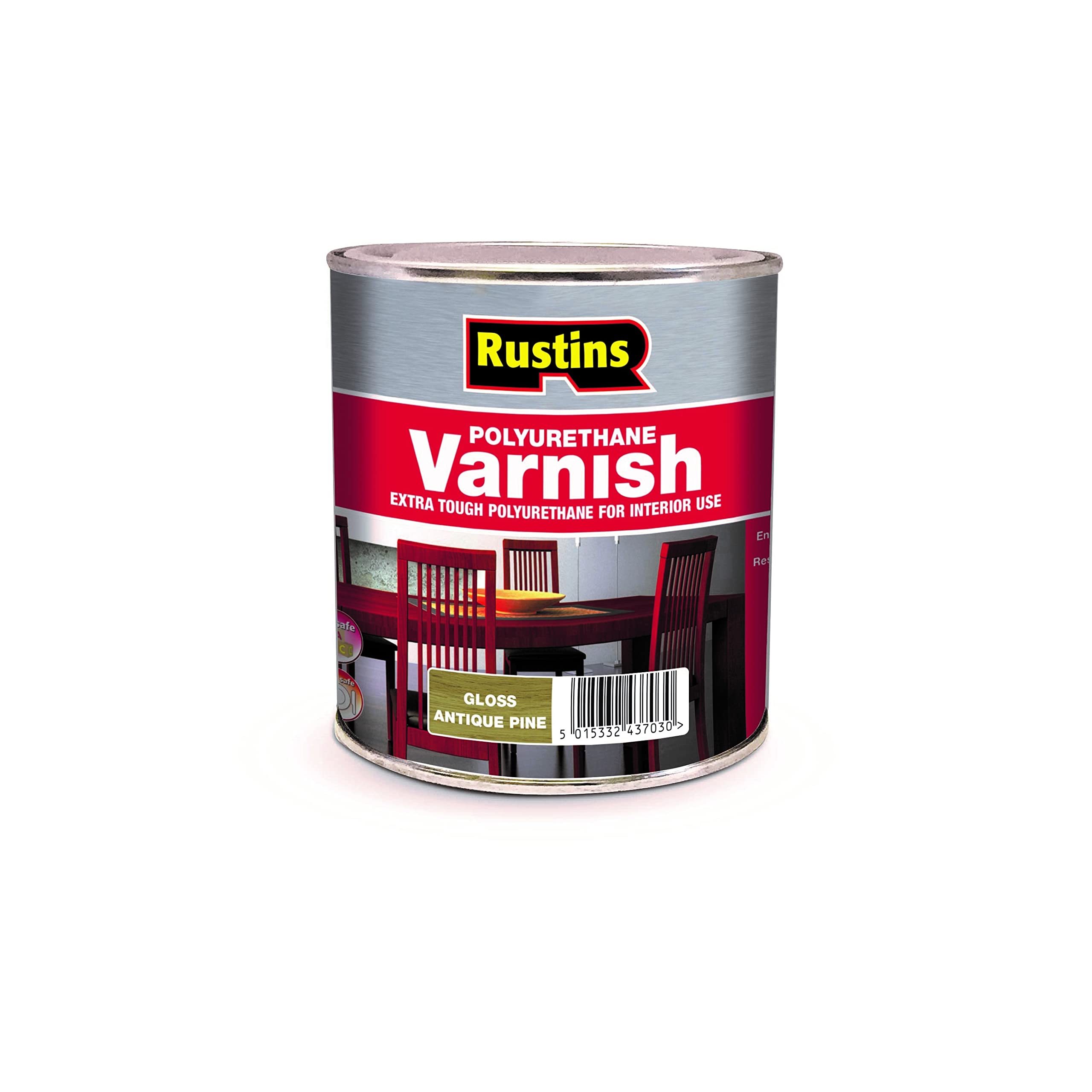 Rustins POGA500 Polyurethane Varnish Antique Pine Gloss 500ml, Satin