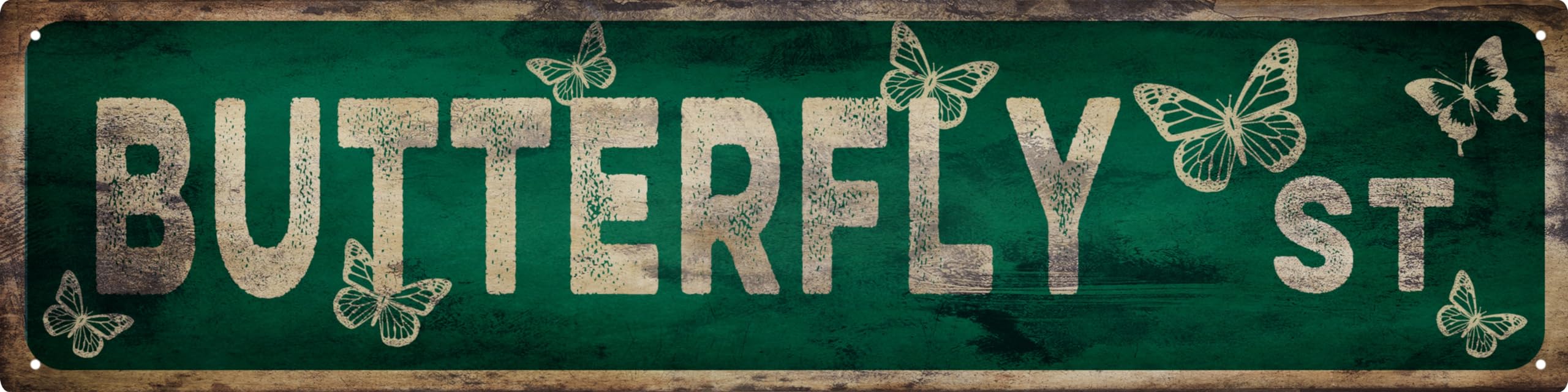Vintage Tin Sign Retro Metal Butterfly Street Signs Stylish Wall Art Plaques for Home Decor Bathroom Kitchen House and Gothic Wall Decor or as a Unique Poster 16x4 in