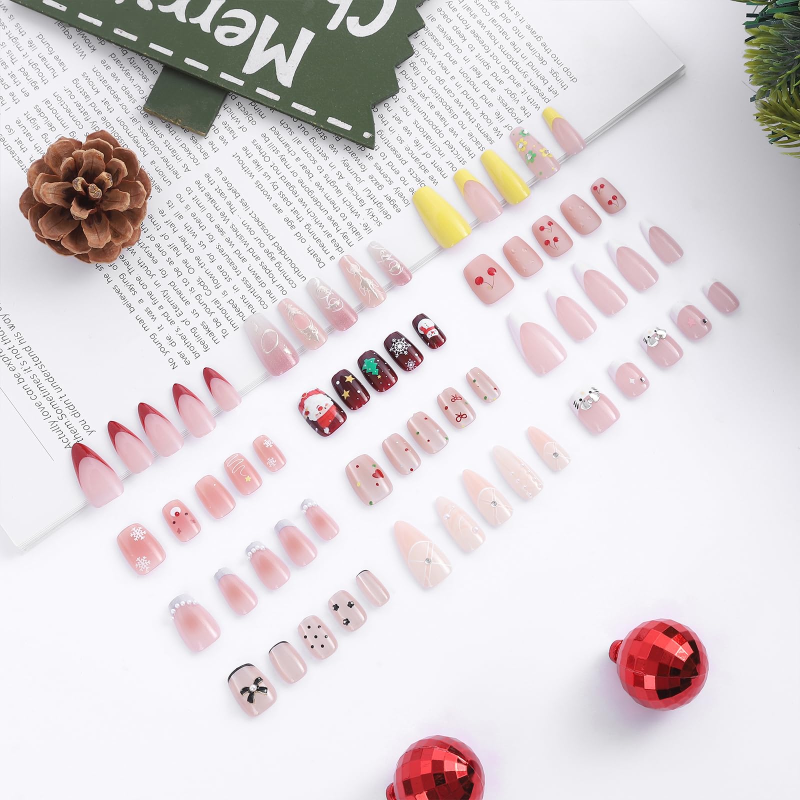 Flvkev 12 Days of Christmas Advent Calendar Press On Nails 2024 Adult Christmas Countdown Calendar Short Medium for Women New Year Fake Nails Gifts (Acrylic) - Image 5