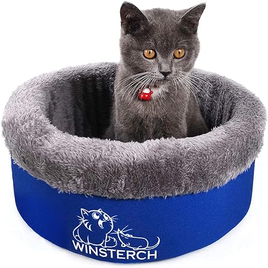 Winsterch Washable Warming Cat Bed Kitten Bed, Soft Luxury