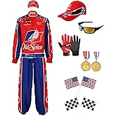 7PCS Characters Costumes in Talladega Nights Racing Jacket Outfits with Accessories Set Race Car Costume for Halloween