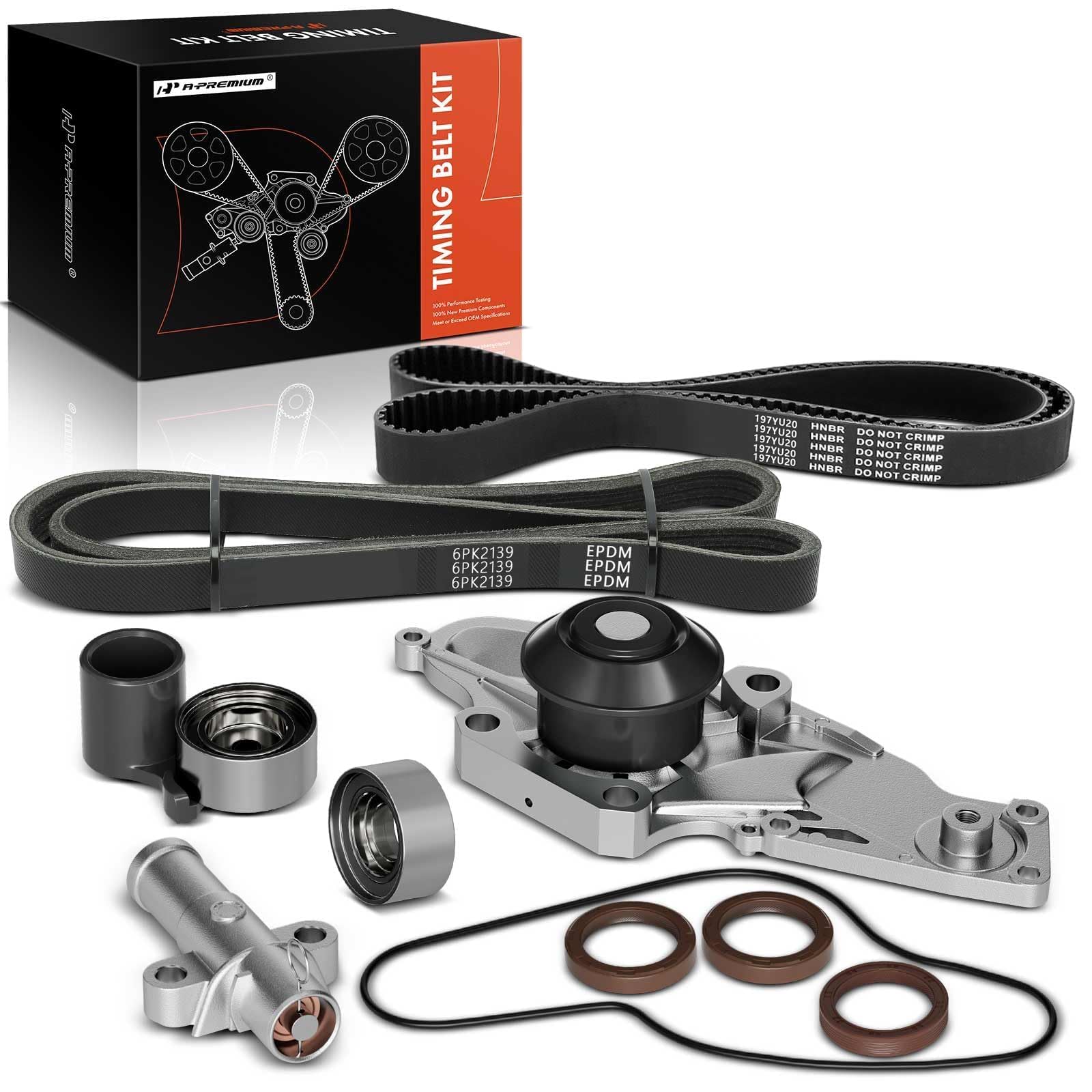 Photo 1 of A-Premium Timing Belt Kit with Water Pump Compatible with 03-18 Honda Accord Crosstour Pilot Odyssey Ridgeline Acura MDX RDX RL TL TSX ZDX Saturn Vue 3.0L 3.2L 3.5L 3.7L V6 19200RDVJ01 TKH002 TCKWP329