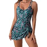 Eomenie One Piece Swimdress Swimsuits for Women Tummy Control Swim Dresses Skirt Bathing Suit