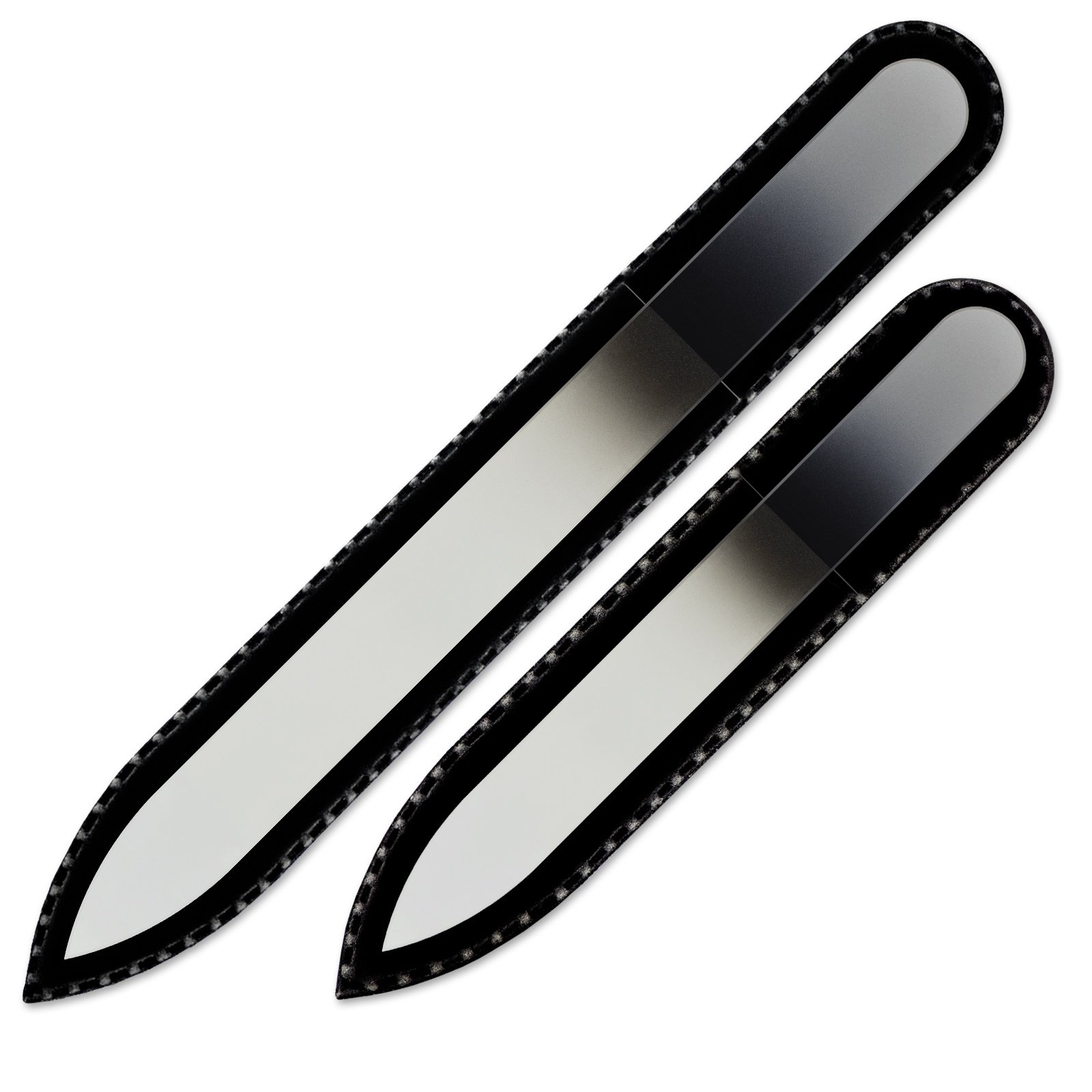 Mont Bleu Set of 2 Crystal Nail Files in Black Pouch - Rainbow Colours - Genuine Czech Tempered Glass - Nail Care Kit for Beautiful Fingernails