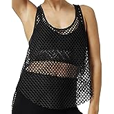CLOZOZ Fishnet Tank Tops Mesh See Through Tops for Women Trendy Sheer Scoop Neck Sleeveless Going Out Tops