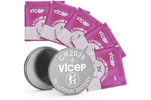 ViCep 5-Pack CR2025 Battery CR 2025 3V Lithium Batteries Compatible with Car Key Fob, Watches, Remote Control, Alarm Sensor &