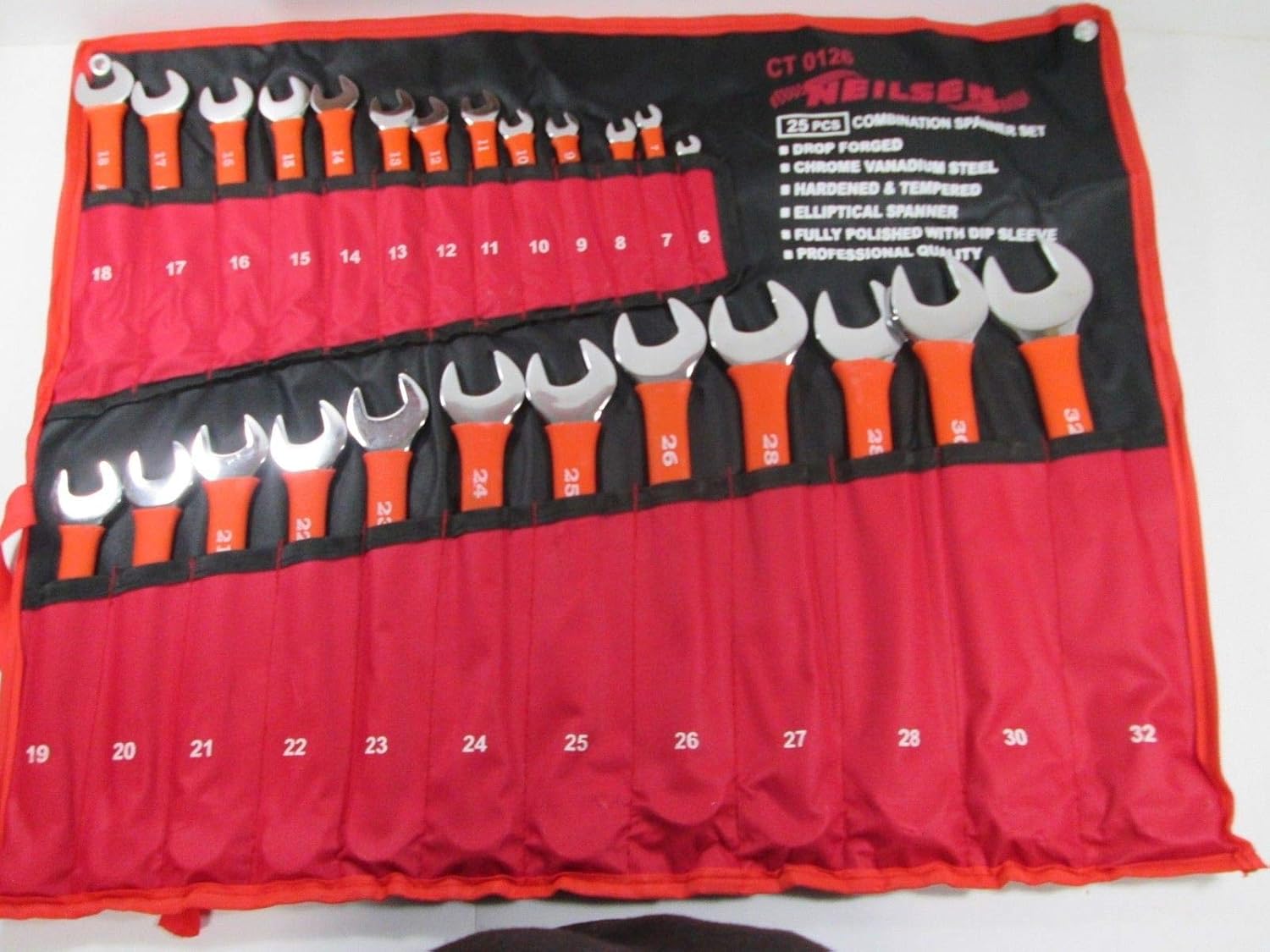 Neilsen CT0126 6-32 mm Combination Spanner Set - (25-Piece), Red, 1 Pack/S