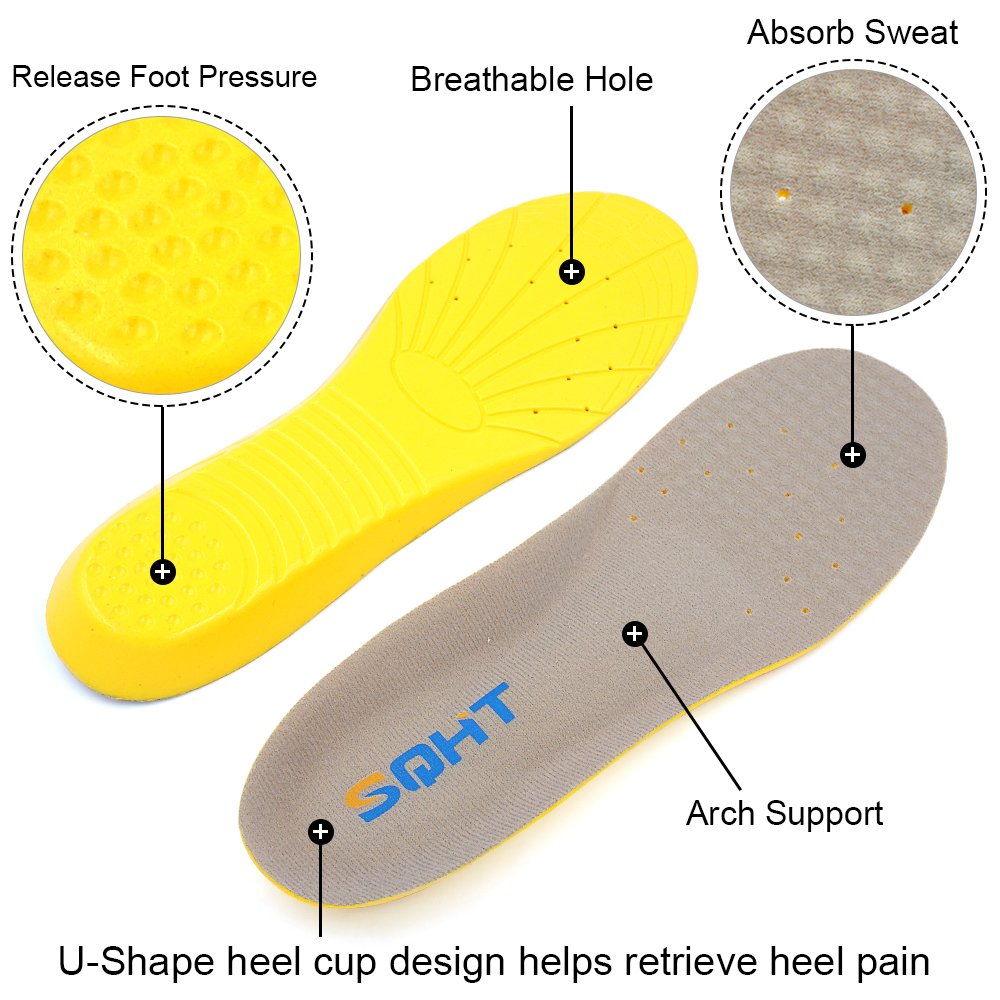 Athletic Running Shoe Insoles Comfort Foam Insert Providing Excellent Shock Absorption and Neutral Arch Support, Orthotic Insoles (S | 1~4.5 Big Kids/4~6 Women\'s)