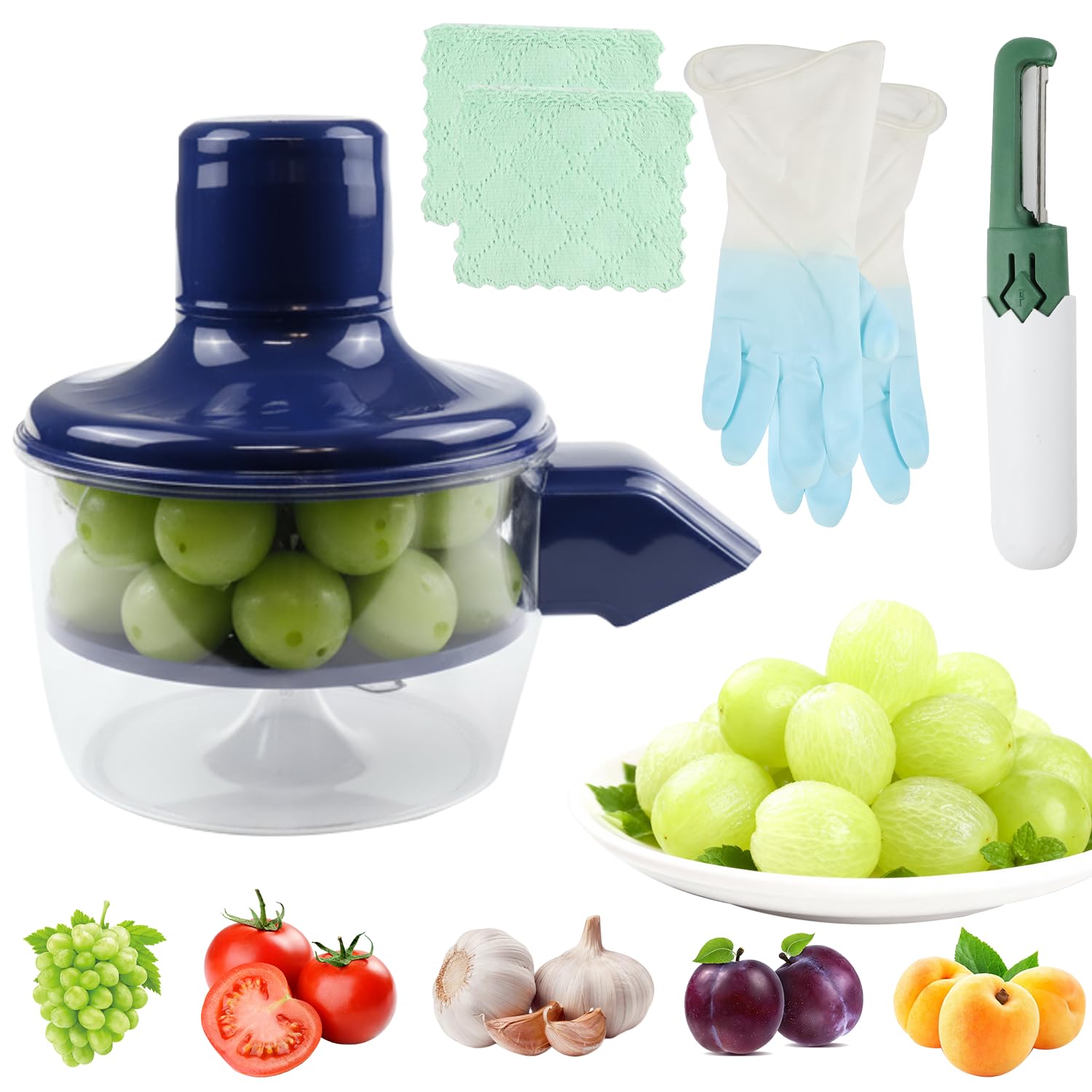 Photo 1 of **INCOMPLETE** Automatic Grape Peeler Machine with Peeling Knife, Abnaok Electric Garlic & Cherry Tomato Peeler Skin Remover Tool for Small Fruits, Effortless Peeling for Home Kitchen