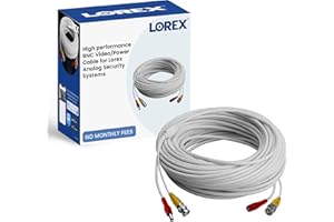 Lorex RG59 Power Accessory Cable, High Performance BNC Video Cable for Security Camera Systems, for Analog HD (CVI/TVI/AHD/MPX) or Analog (CVBS) Surveillance System, 60 feet (18m)