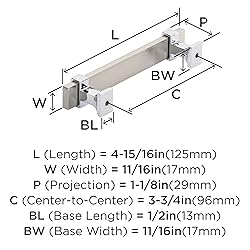 Amerock | Cabinet Pull | Satin Nickel/Polished