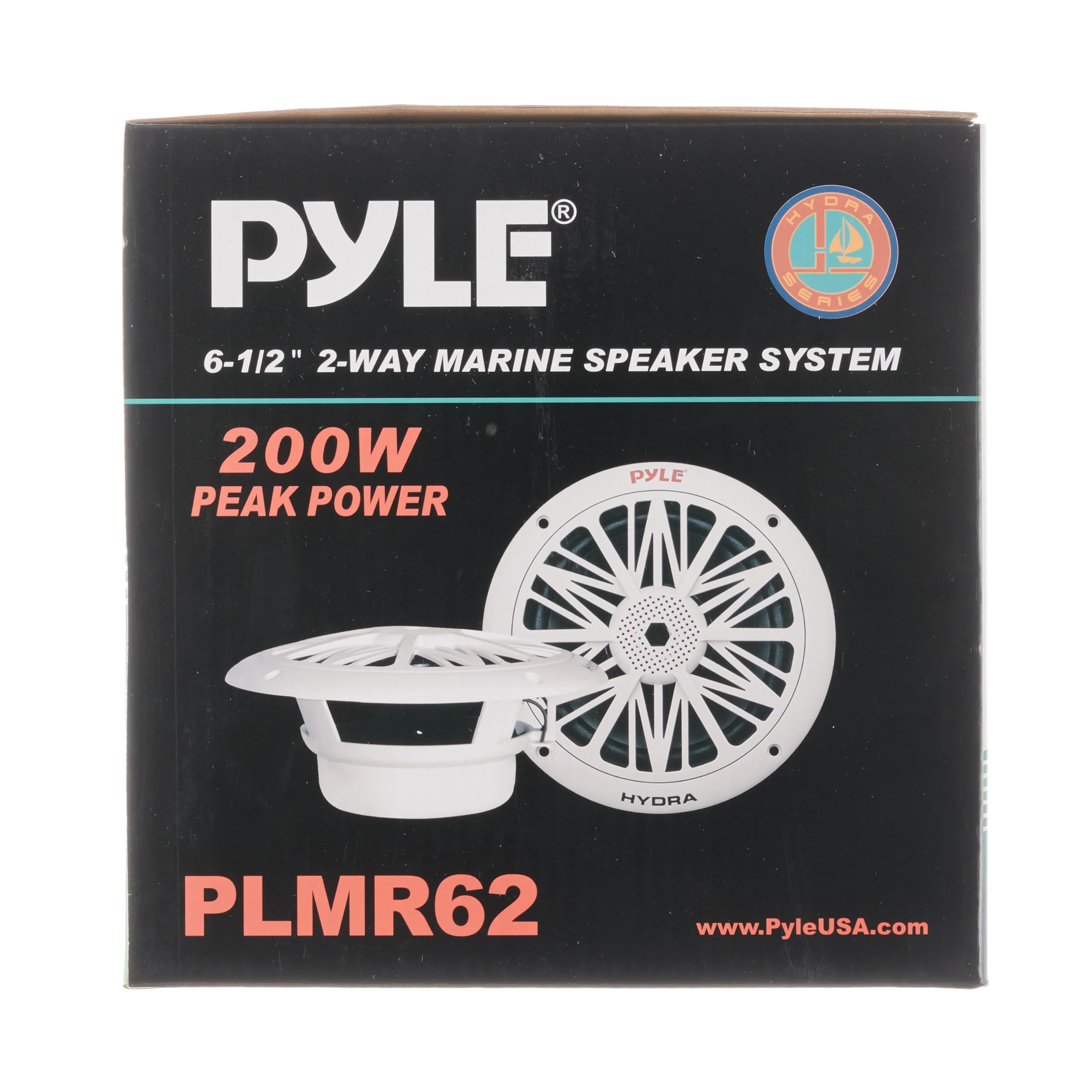 Pyle 6.5 Inch Dual Marine Speakers - 2 Way Waterproof and Weather Resistant Outdoor Audio Stereo Sound System with 200 Watt Power, Poly Carbon Cone and Butyl Rubber Surround - 1 Pair (White)