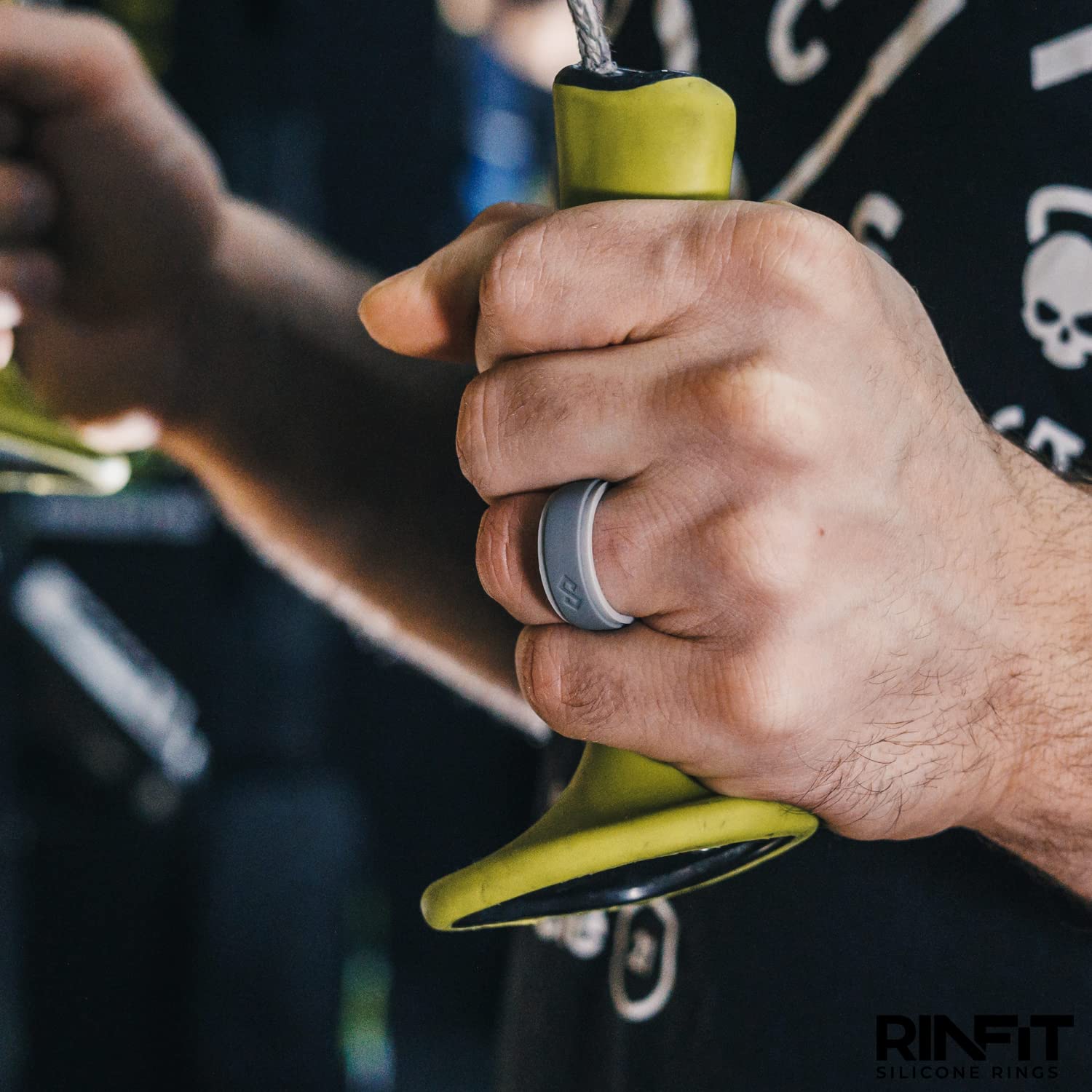 Rinfit Silicone Rings for Men 9mm Wide, 2mm Thick - Mens Rubber Wedding Bands - Infinity Ring with 2 Layers - Patented Design
