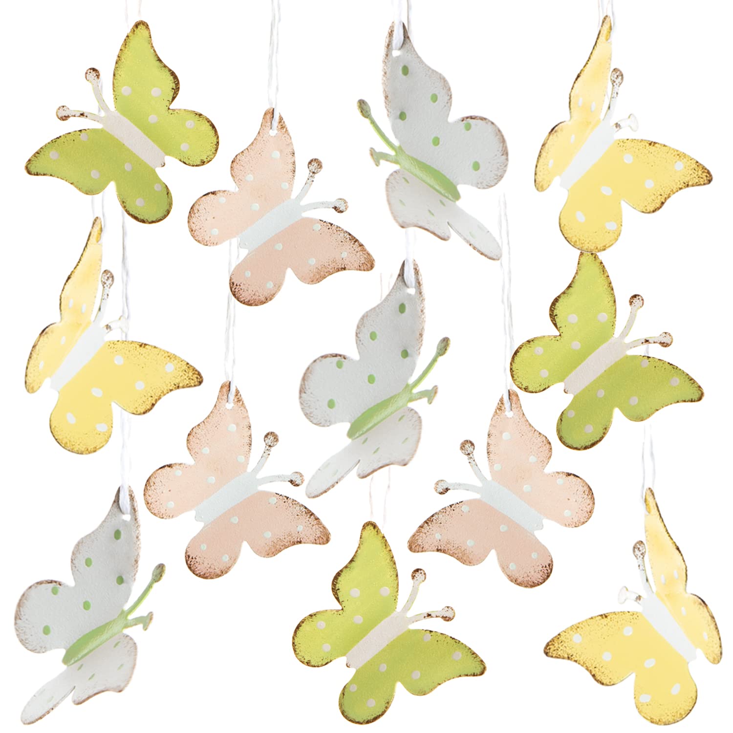 Pack of 6 Small Mini Felt Butterflies in Orange Green Yellow For Easter and Spring Decoration 5 cm x 4 cm)