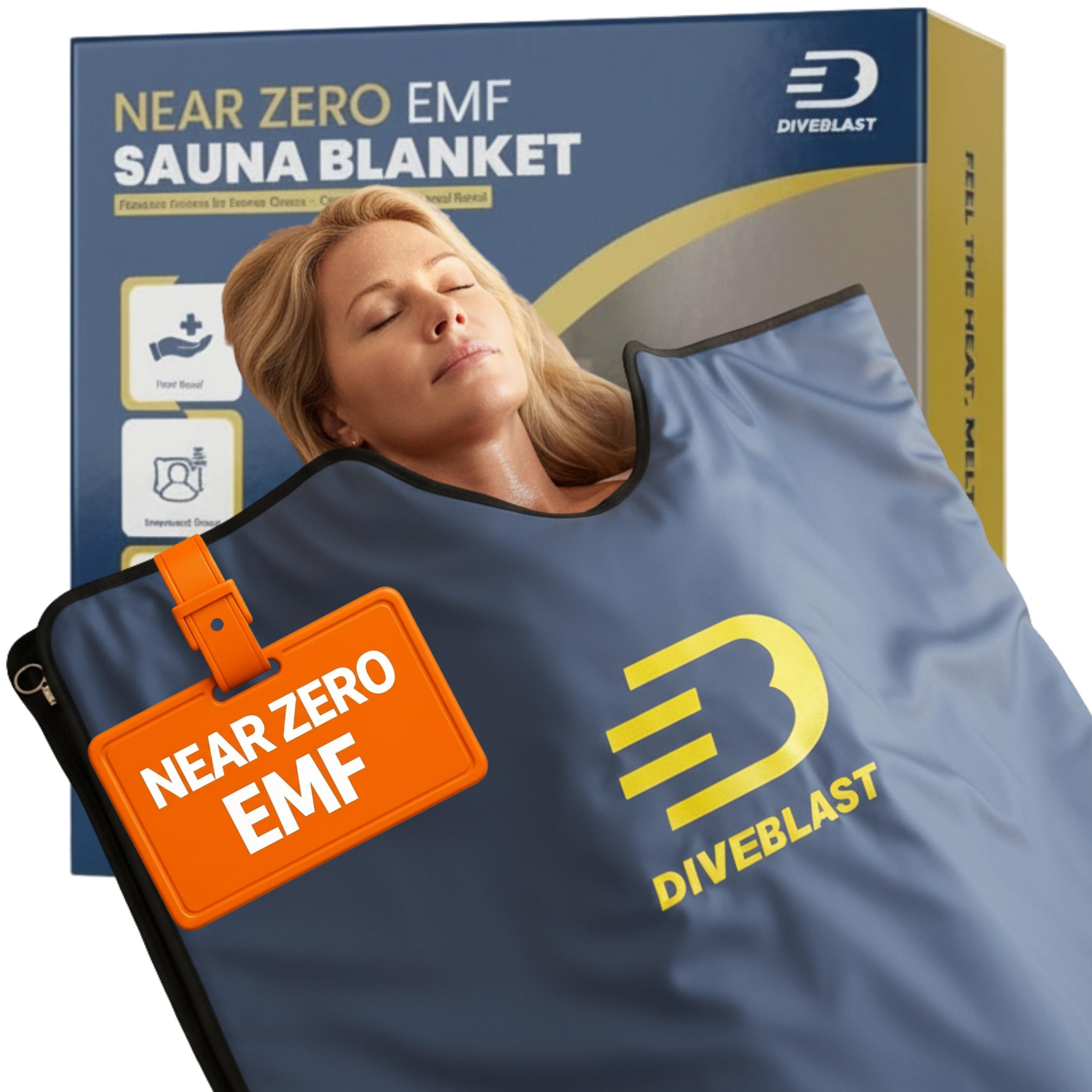 Photo 1 of DIVEBLAST Near Zero EMF Far Infrared Sauna Blanket for Home — 71”x 35.6” Portable Infrared Sauna Bag for Weight Loss and Detox — Detoxify, Cleanse and Burn Up to 600 Calories per Session — Dark Blue