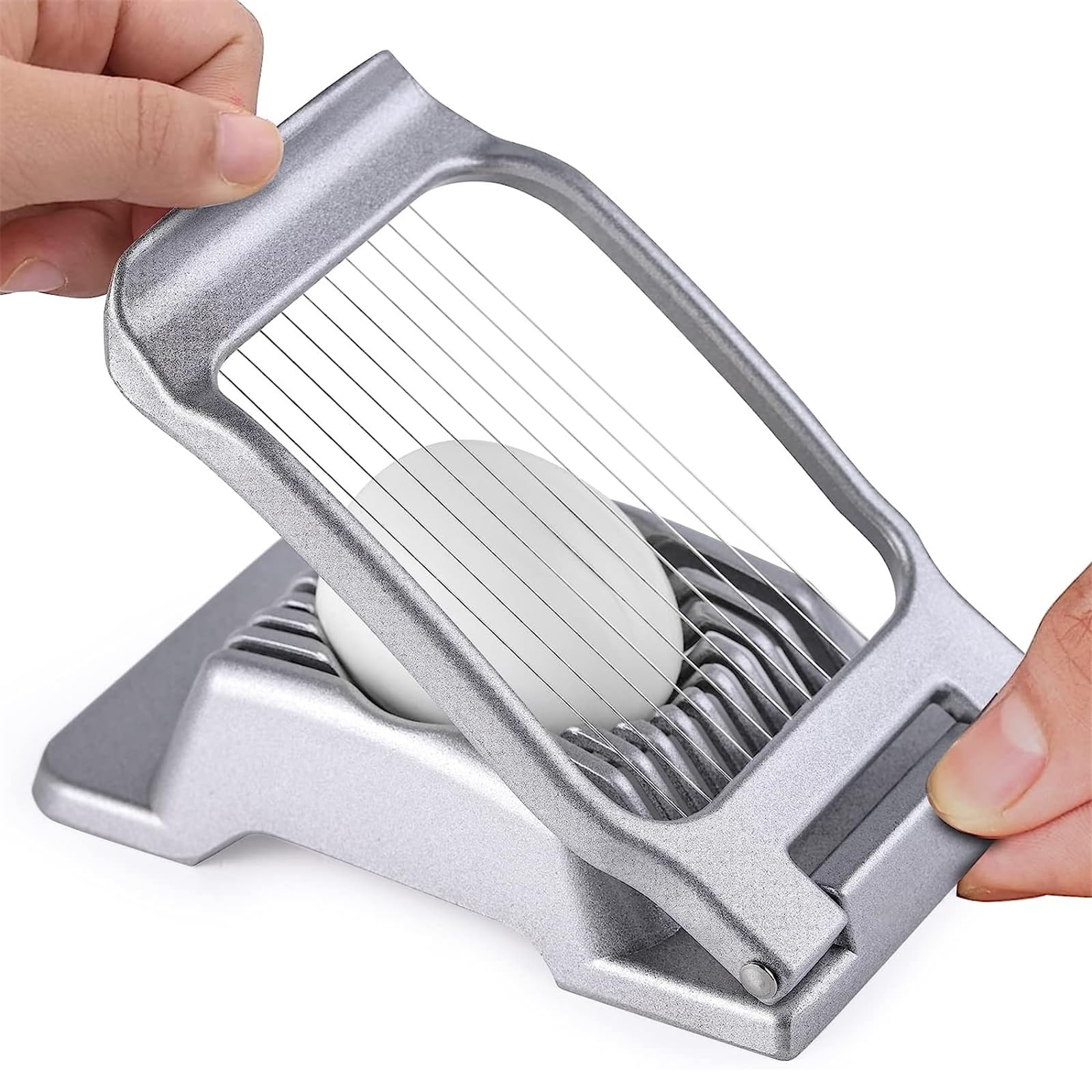 STFMHEZ Heavy Duty Aluminum Egg Cutter - Manual Slicer for Hard Boiled Eggs, Strawberry, Mushroom & Soft Fruits - Stainless Steel Wire