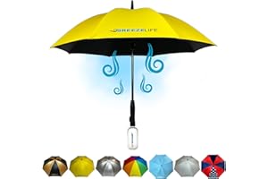 Breeze Life Rechargeable Mister Breeze, Sun Umbrella with Fan and Mister, Umbrella Mister with Built-in Fan, For Festivals, Beach and More, Blocks Harmful Sun Rays, Mist bottle included