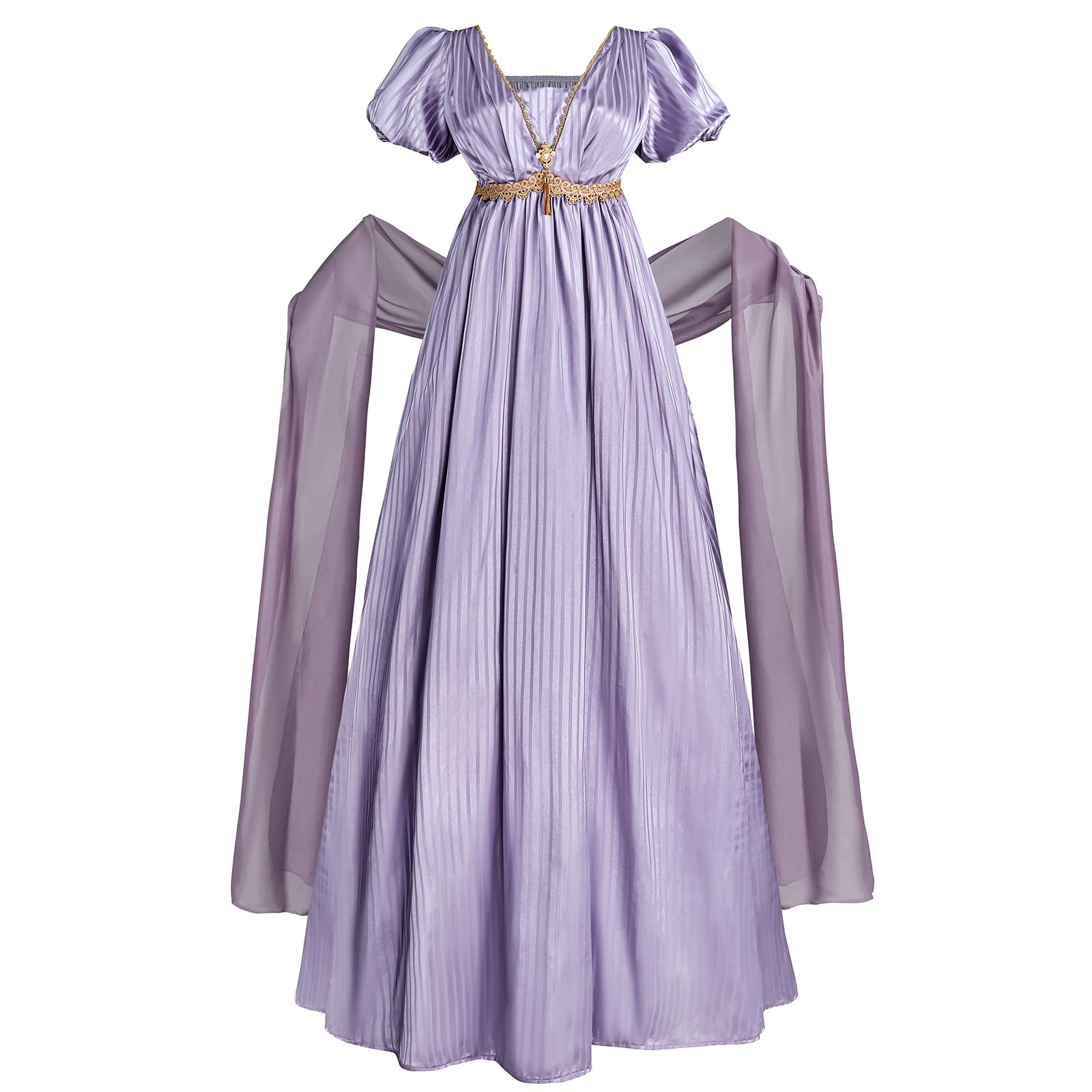 CR ROLECOS Regency Dresses for Women Empire Waist Regency Era Dress Costume Victorian Tea Gown Purple XS — image 1