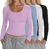 Sweetyweee 4 Pack Women's Compression Shirts Long Sleeve Yoga Tops Workout Athletic Base Layer Lightweight Quick Dry T-Shirt