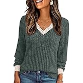 AUTOMET Womens V Neck Long Sleeve Shirt Fall Fashion Tops Tunic Dressy Casual Sweater Clothes Cute Trendy Work Outfits 2026