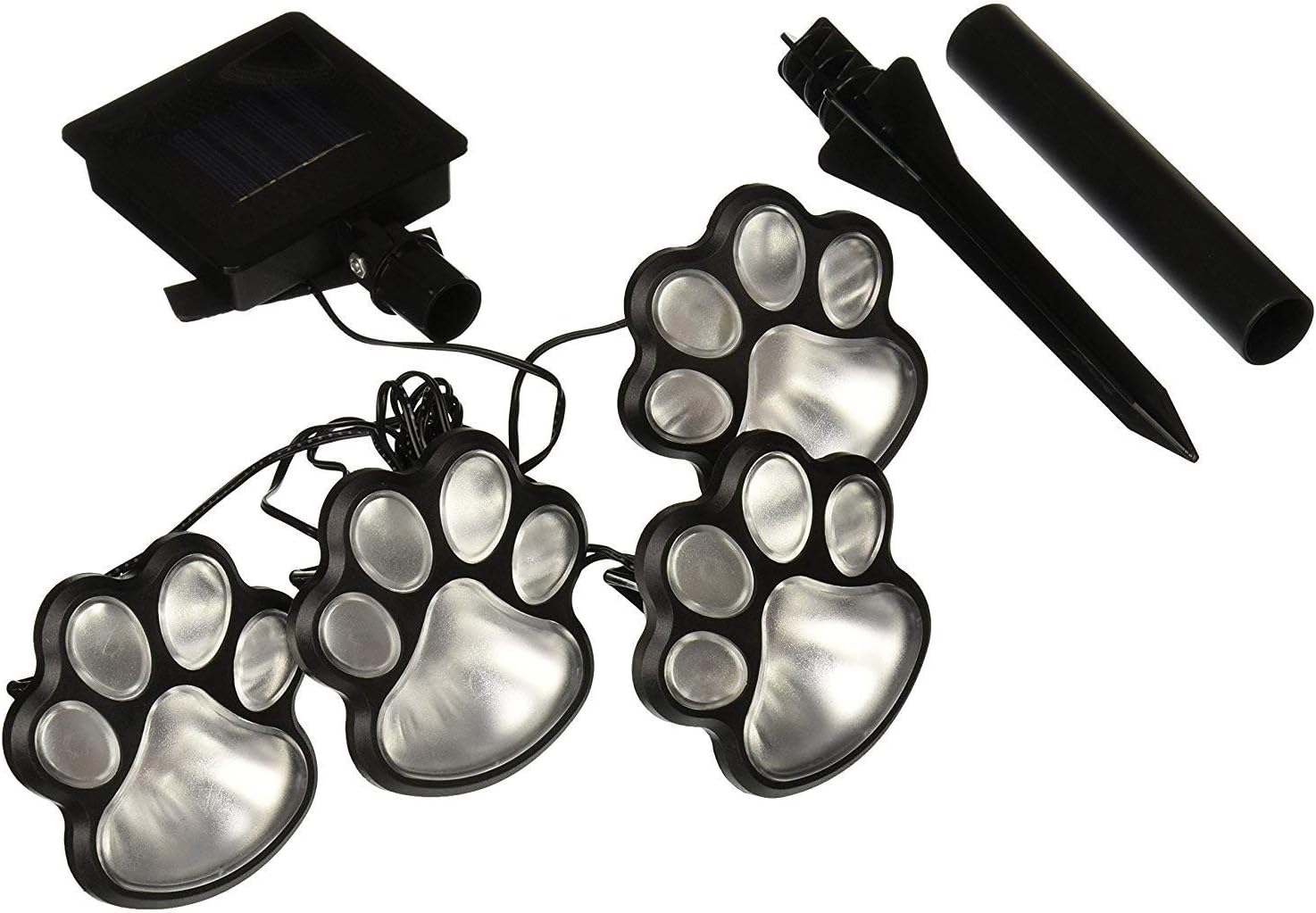 Outdoor Lighting 4 Solar Dog Animal paw Print Lights Garden Statue