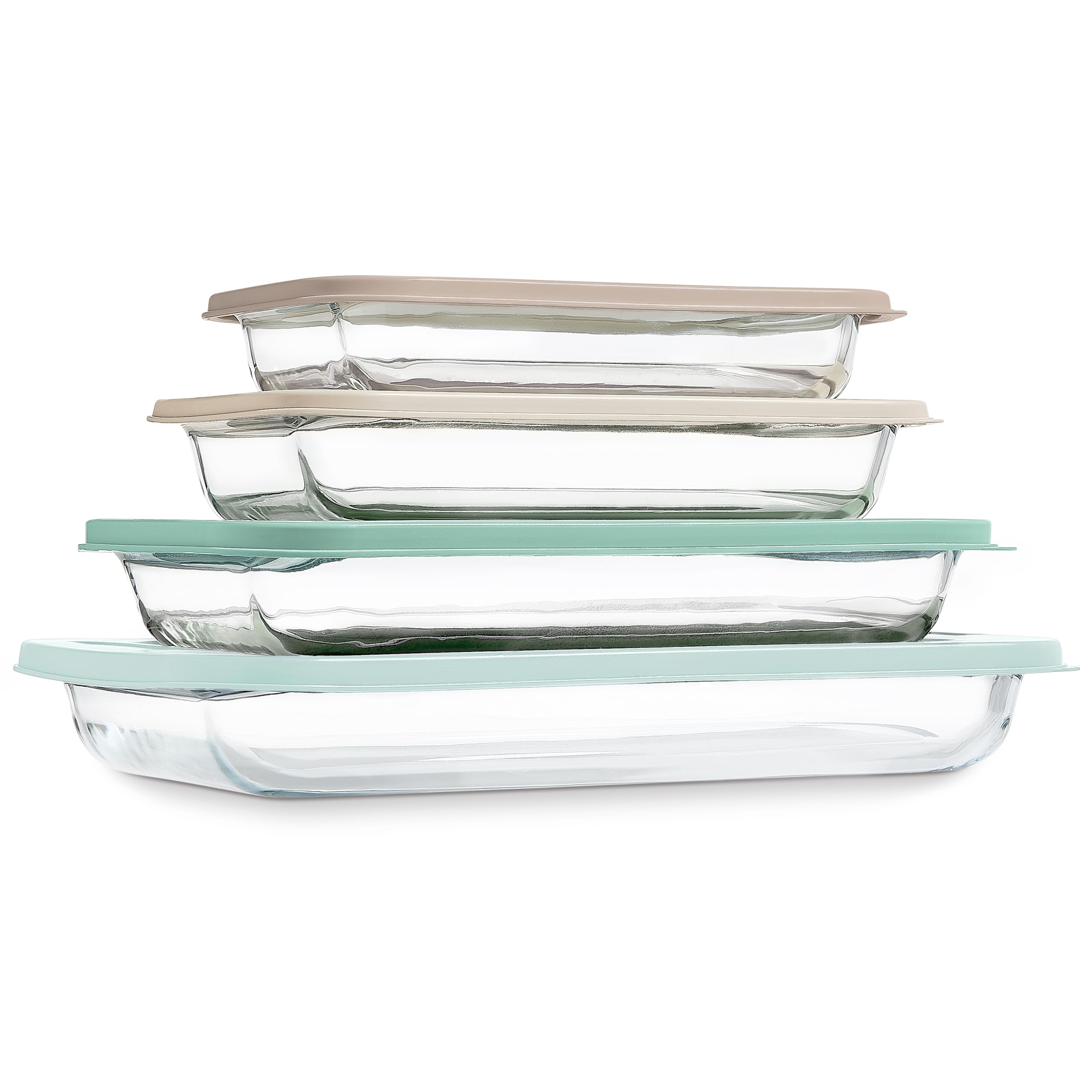 Photo 1 of COOK WITH COLOR 8-Piece Deep Glass Baking Dish Set with Plastic Lids – Casserole and Food Storage Containers for Lasagna, Leftovers – Freezer-to-Oven, Microwave & Dishwasher Safe, Mint