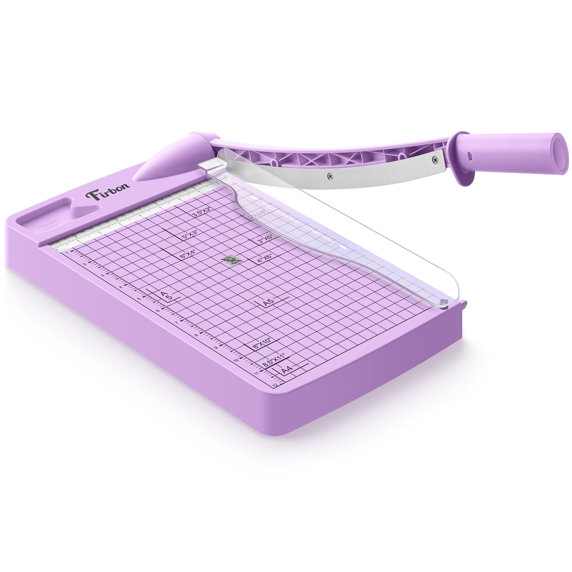 Photo 1 of Firbon 12" Guillotine Paper Cutter, Heavy Duty 12-Sheet Capacity Trimmer for Cardstock, Photos, Scrapbooking, Office, Classroom, Studio (Purple)